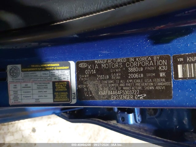 KIA FORTE LX 2015 KNAFX4A64F5303727 Image 9