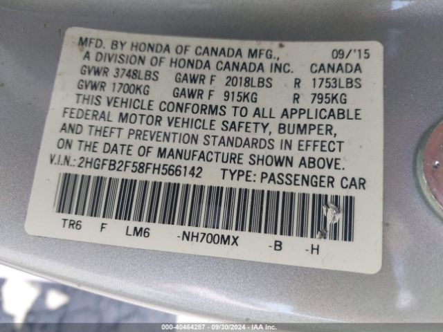 2HGFB2F58FH566142 Honda Civic Lx