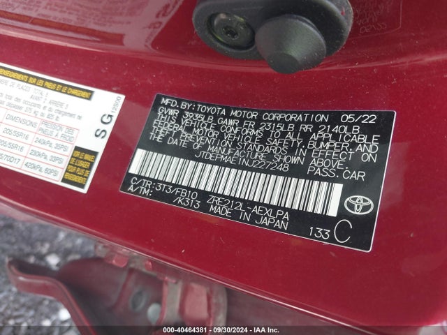 Toyota COROLLA LE 2022 JTDEPMAE1NJ227248 Image 9