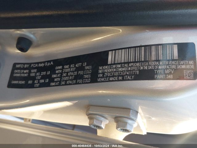 ZFBCFXBT3GP411778 Fiat 500x Easy