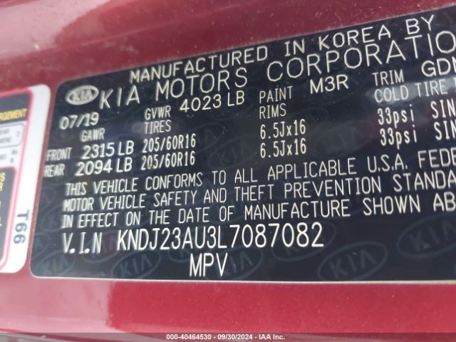 KNDJ23AU3L7087082 KIA SOUL LX