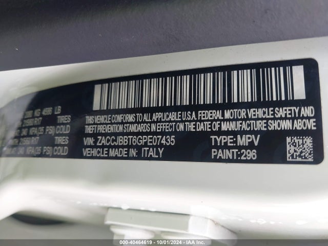 ZACCJBBT6GPE07435 Jeep Renegade Latitude