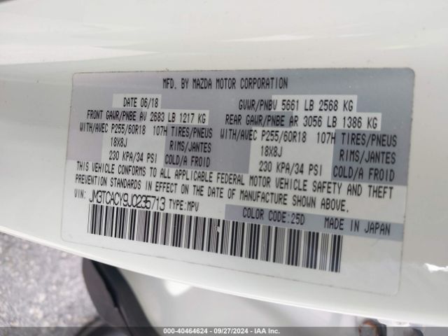 JM3TCACY9J0235713 Mazda Cx-9 Touring