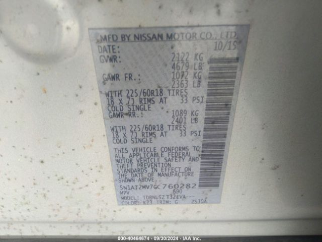 5N1AT2MV7GC760282 Nissan Rogue Sl