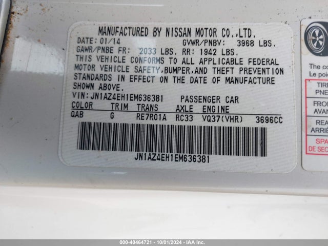 JN1AZ4EH1EM636381 Nissan 370z Touring