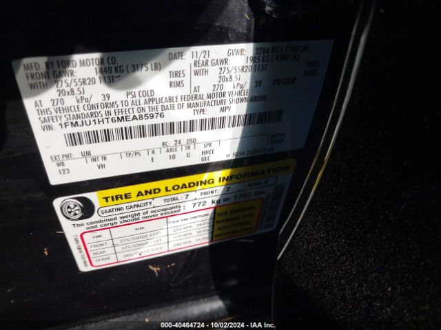 1FMJU1HT6MEA85976 Ford Expedition Xlt