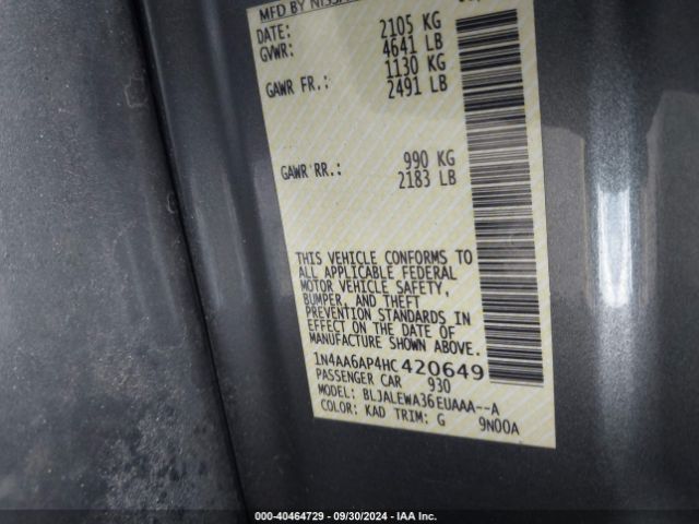 1N4AA6AP4HC420649 Nissan Maxima 3.5 Sl