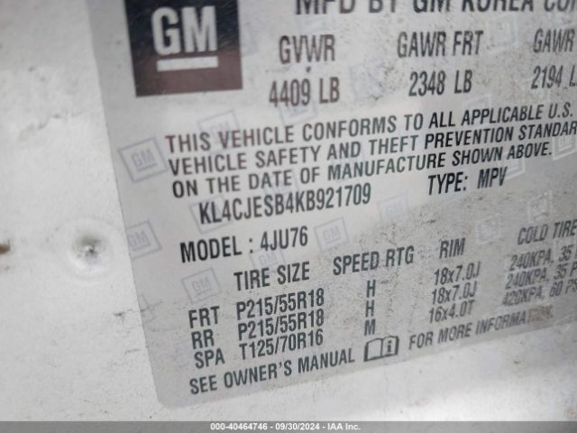 KL4CJESB4KB921709 Buick Encore Awd Preferred