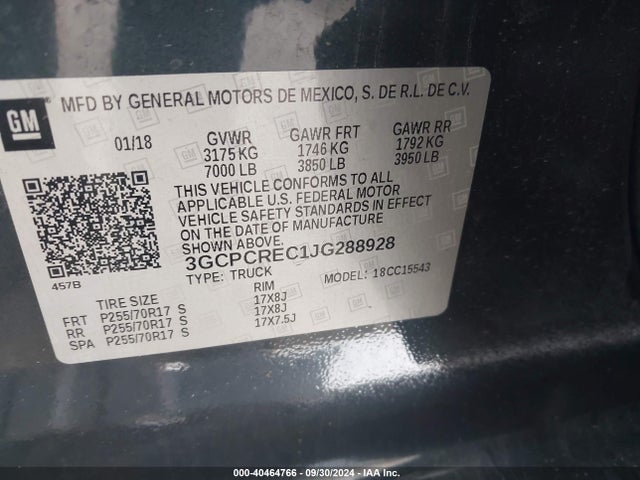 Chevrolet Silverado 1500 1lt 2018 3GCPCREC1JG288928 Image 9
