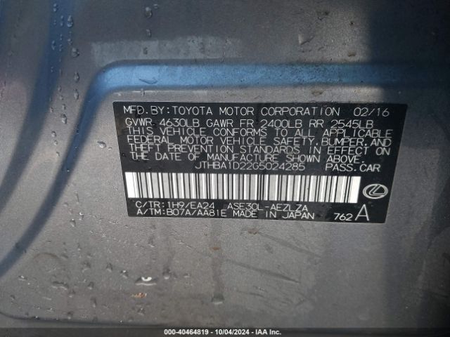 JTHBA1D22G5024285 Lexus IS 200T