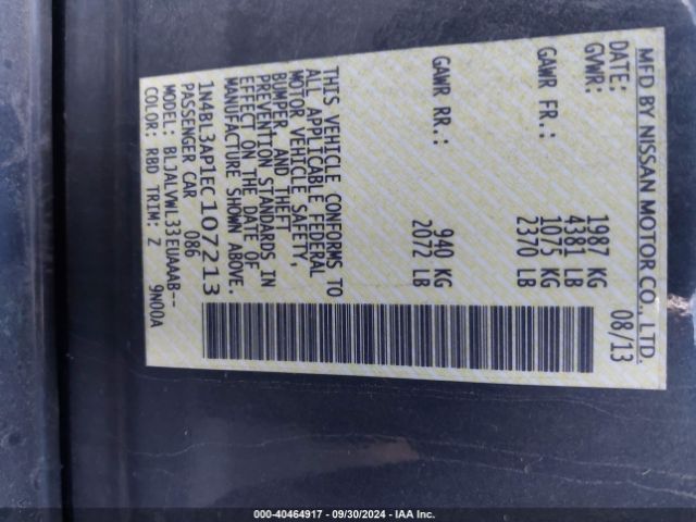 1N4BL3AP1EC107213 Nissan Altima 3.5 Sl