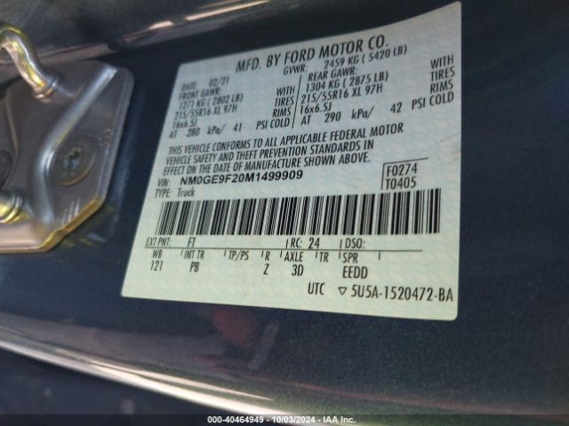 NM0GE9F20M1499909 Ford Transit Connect Xlt Passenger Wagon