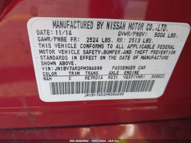 JN1BV7AR2FM394699 Infiniti Q50 Premium