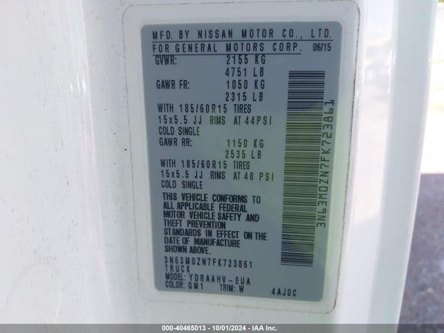 Chevrolet City Express 1lt 2015 3N63M0ZN7FK723861 Image 9