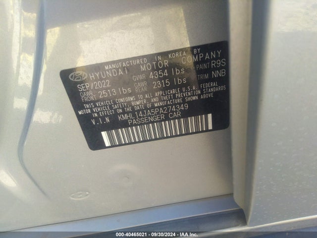Hyundai SONATA SEL 2023 KMHL14JA5PA274349 Image 9