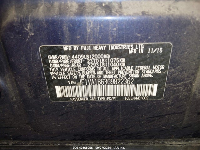 JF1VA1B63G9822362 Subaru WRX