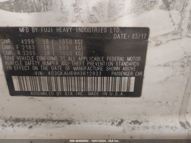 4S3GKAU69H3612933 Subaru Impreza 2.0i Limited