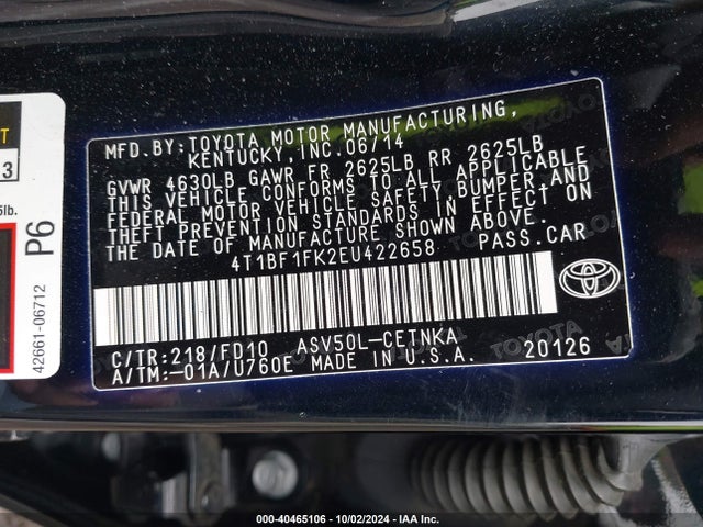 Toyota CAMRY LE 2014 4T1BF1FK2EU422658 Image 9