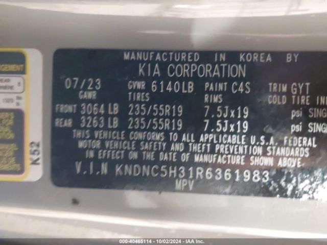 KNDNC5H31R6361983 KIA Carnival Mpv Ex