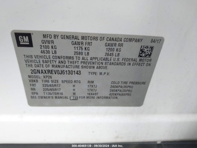 2GNAXREV0J6130143 Chevrolet EQUINOX LS