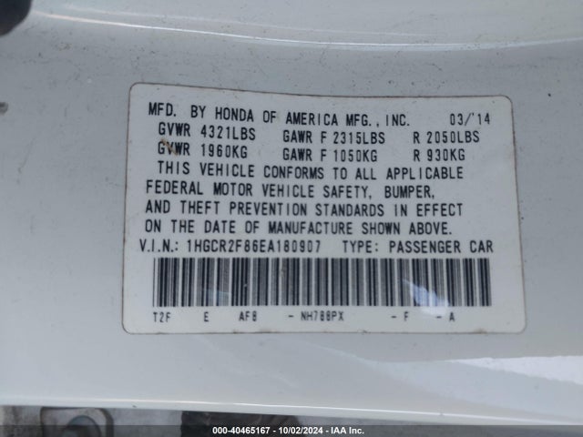 Honda Accord Ex-l 2014 1HGCR2F86EA180907 Image 9