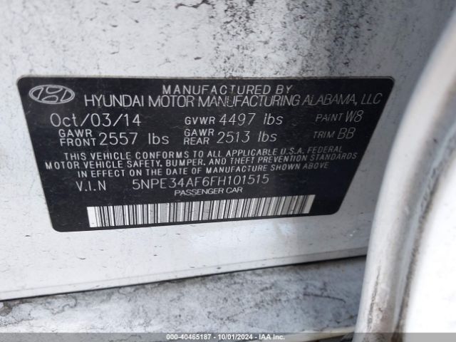 5NPE34AF6FH101515 Hyundai Sonata Limited