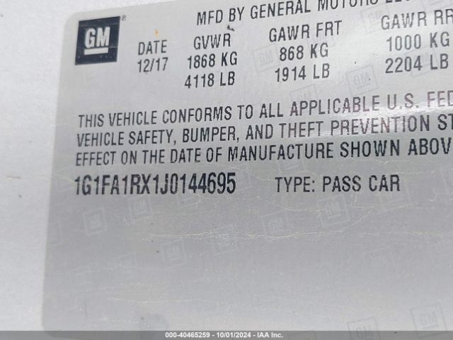 1G1FA1RX1J0144695 Chevrolet Camaro 1ls