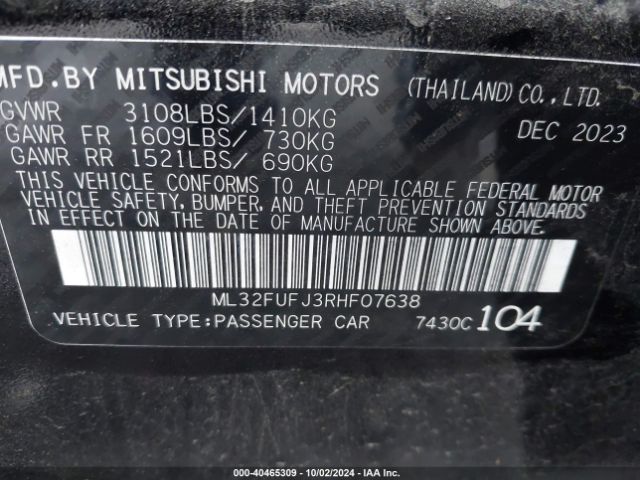 ML32FUFJ3RHF07638 Mitsubishi Mirage G4 Es