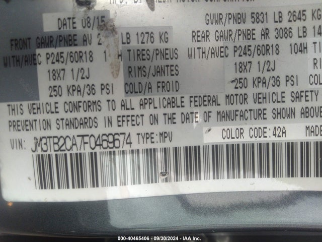 JM3TB2CA7F0469674 Mazda Cx-9 Touring