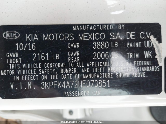 KIA FORTE LX 2017 3KPFK4A72HE073851 Image 9