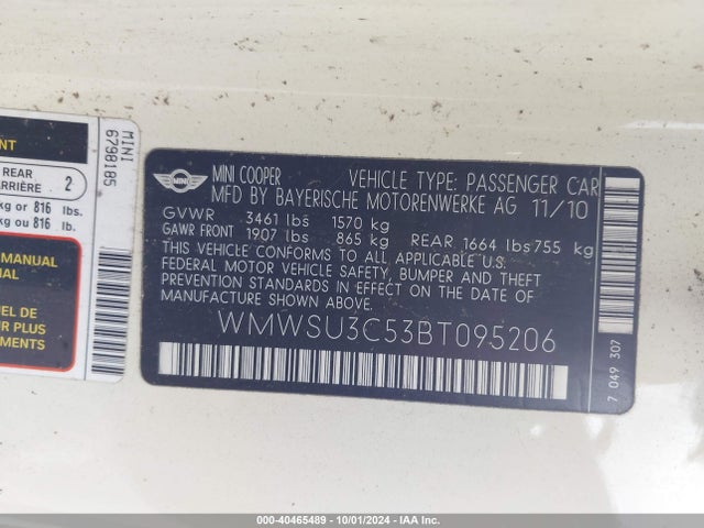 2011 MINI COOPER WMWSU3C53BT095206 Photo 8