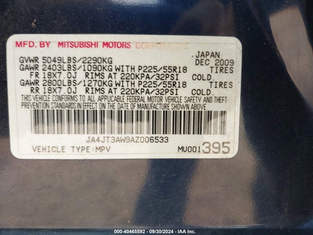 2010 MITSUBISHI OUTLANDER JA4JT3AW9AZ006533 Photo 8