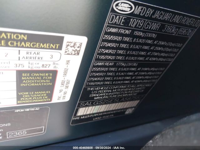 2020 LAND ROVER RANGE ROVER SALGS2SE5LA587557 Photo 8