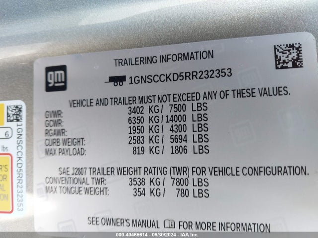 Chevrolet Suburban 2wd Lt 2024 1GNSCCKD5RR232353 Image 9