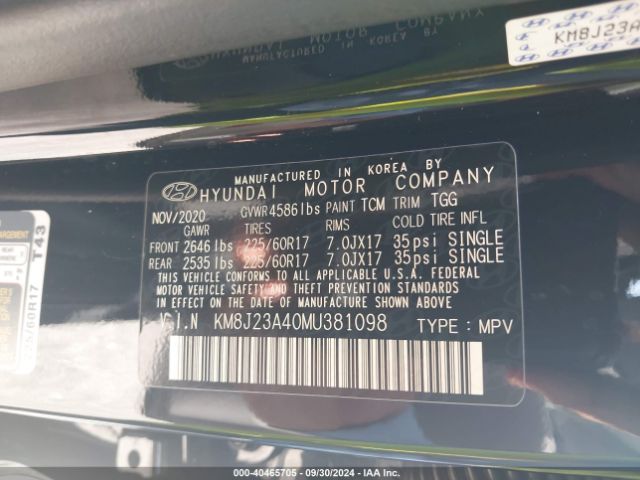 KM8J23A40MU381098 Hyundai TUCSON SE