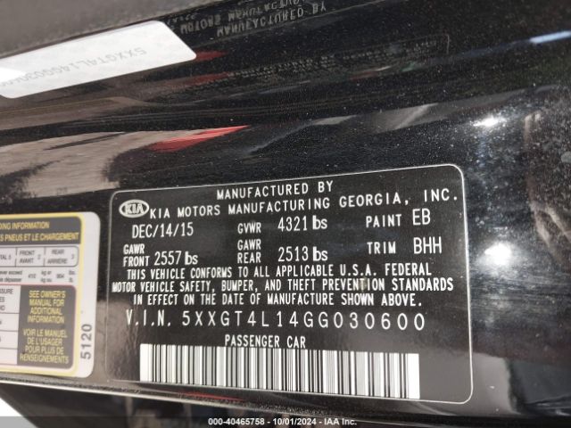 5XXGT4L14GG030600 KIA Optima Lx Turbo