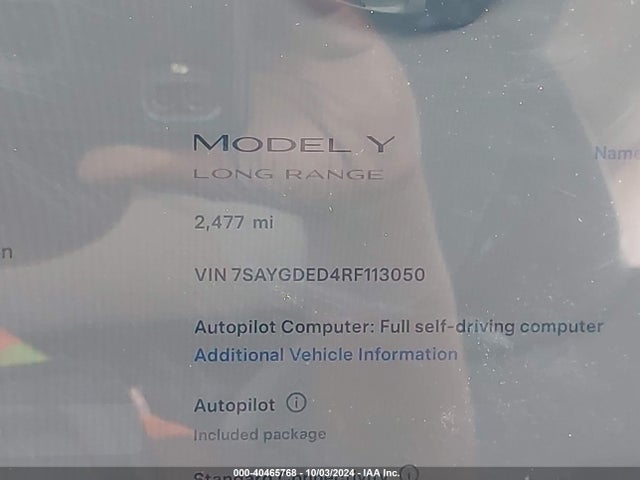 2024 TESLA MODEL Y 7SAYGDED4RF113050 Photo 6