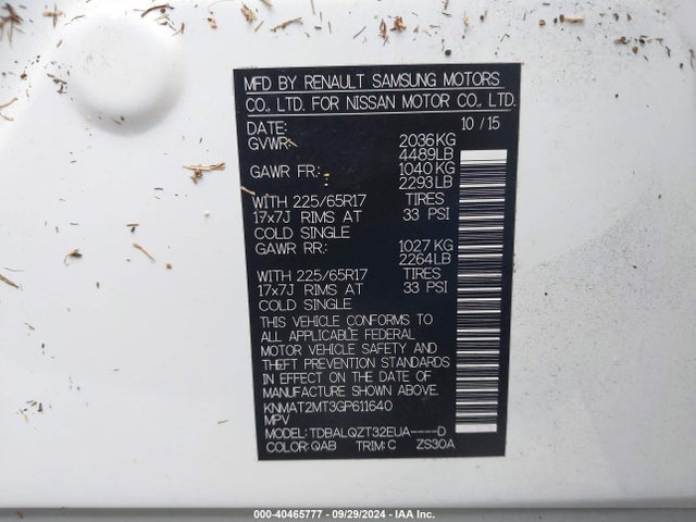 Nissan ROGUE SV 2016 KNMAT2MT3GP611640 Image 9