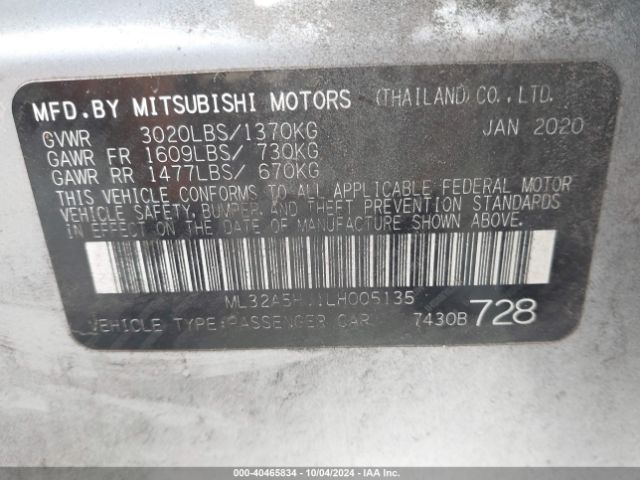 ML32A5HJ1LH005135 Mitsubishi Mirage Gt/le