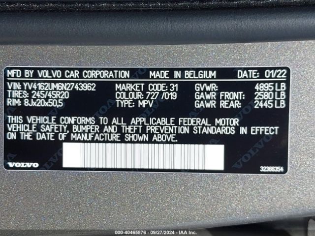 YV4162UM6N2743962 Volvo Xc40 T5 R-design