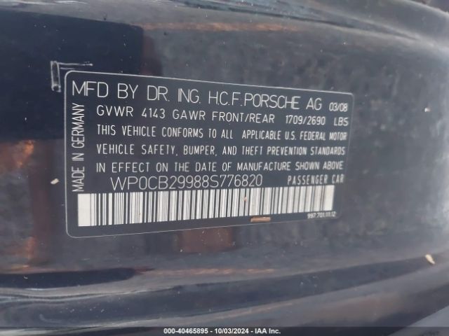 2008 PORSCHE 911 WP0CB29988S776820 Photo 8