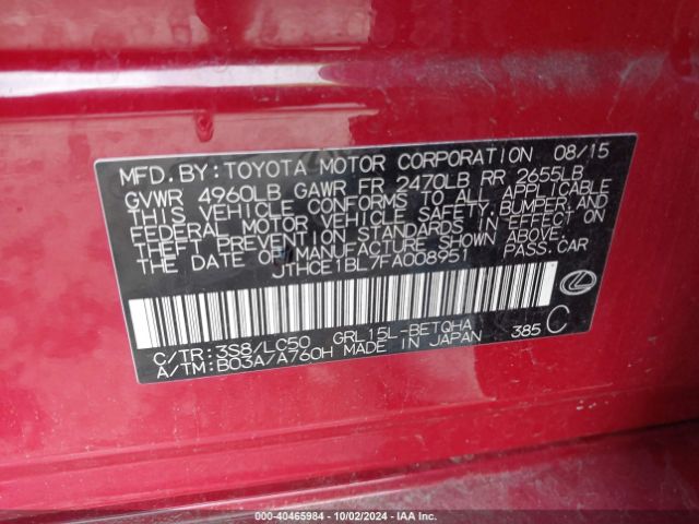 JTHCE1BL7FA008951 Lexus GS 350