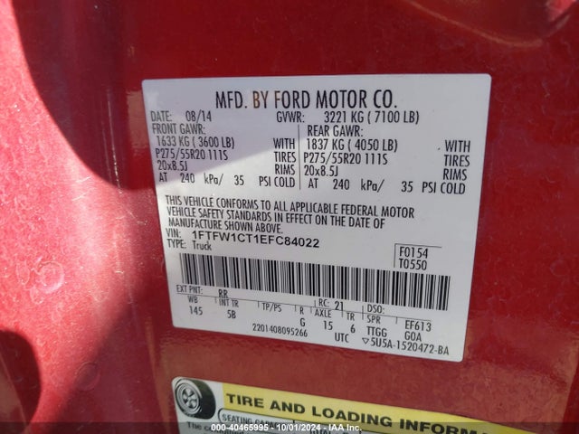 Ford F-150 FX2 2014 1FTFW1CT1EFC84022 Image 9