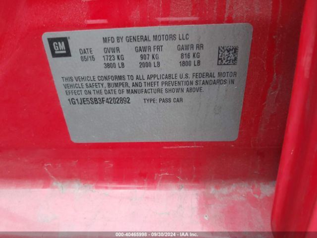 1G1JE5SB3F4202892 Chevrolet Sonic Ltz Auto