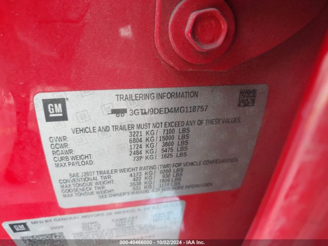 3GTU9DED4MG118757 GMC Sierra 1500 4wd  Short Box Slt