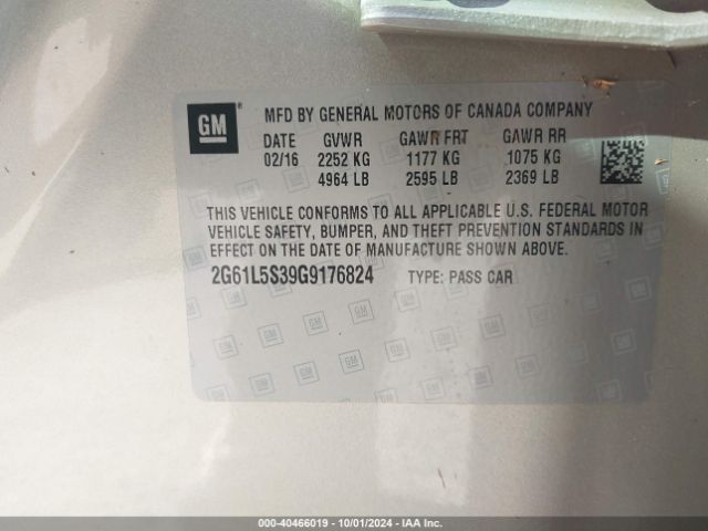 2G61L5S39G9176824 Cadillac Xts Standard