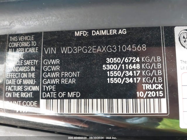 WD3PG2EAXG3104568 Mercedes-Benz Metris