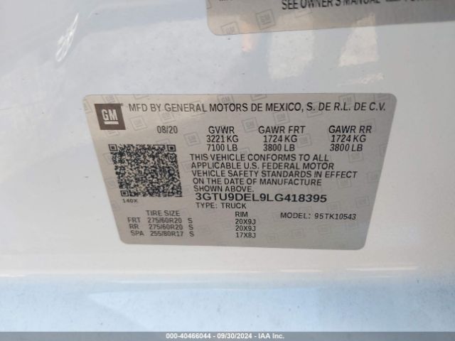 3GTU9DEL9LG418395 GMC SIERRA 1500