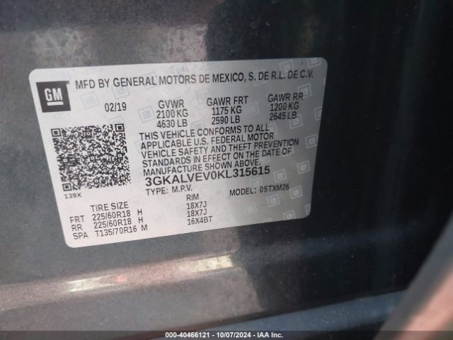 3GKALVEV0KL315615 GMC Terrain Slt