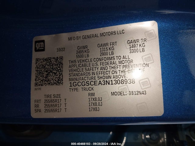 1GCGSCEA3N1308938 Chevrolet Colorado 2wd  Short Box Lt